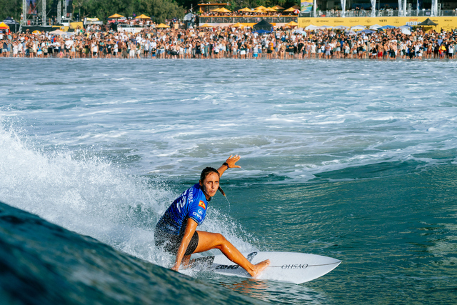 GOLD COAST, QUEENSLAND, AUSTRALIA - MAY 3: Nadia Erostarbe of the Basque Country surfs in Heat 1 of the Quarterfinals at the Bonsoy Gold Coast Pro on May 3, 2026 at Gold Coast, Queensland, Australia. (Photo by Andrew Shield/World Surf League)